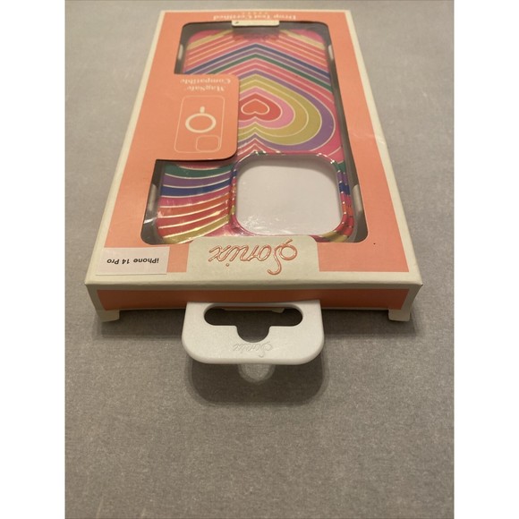 IPHONE 14 Pro case Eco-Friendly MagSafe‎ Case Neon Rainbow Hearts wireless - Picture 3 of 5